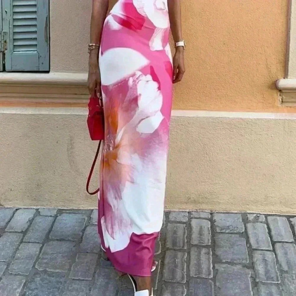 Pink Casual Women's Floral Print Sleeveless Mini Dress - Picture 3 of 5